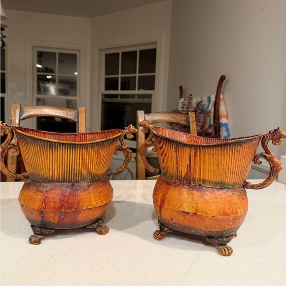 Vintage Orange and Brown Vases - Picture 3 of 8